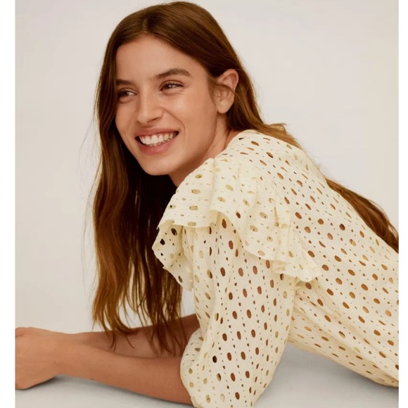 Mango Ruffled Open-Work Dress NWT - Picture 5 of 10